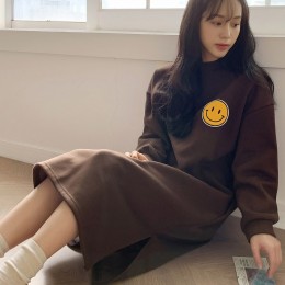 스마일 옆트임 기모 롱티셔츠 DM-211136